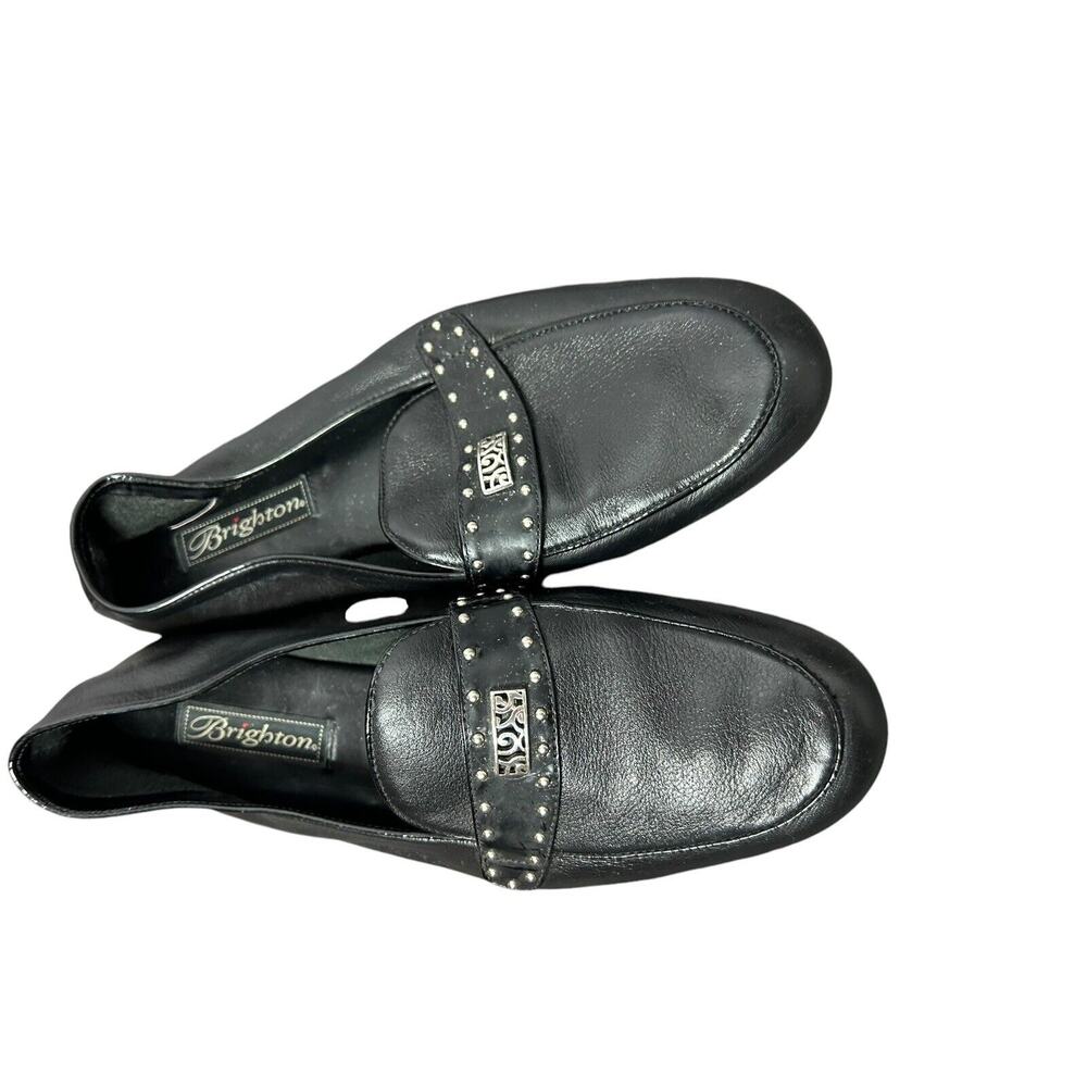BRIGHTON SOFT Black LEATHER LOAFER WITH STUDS AND‎ EMBELLISHMENT SIZE 8.5